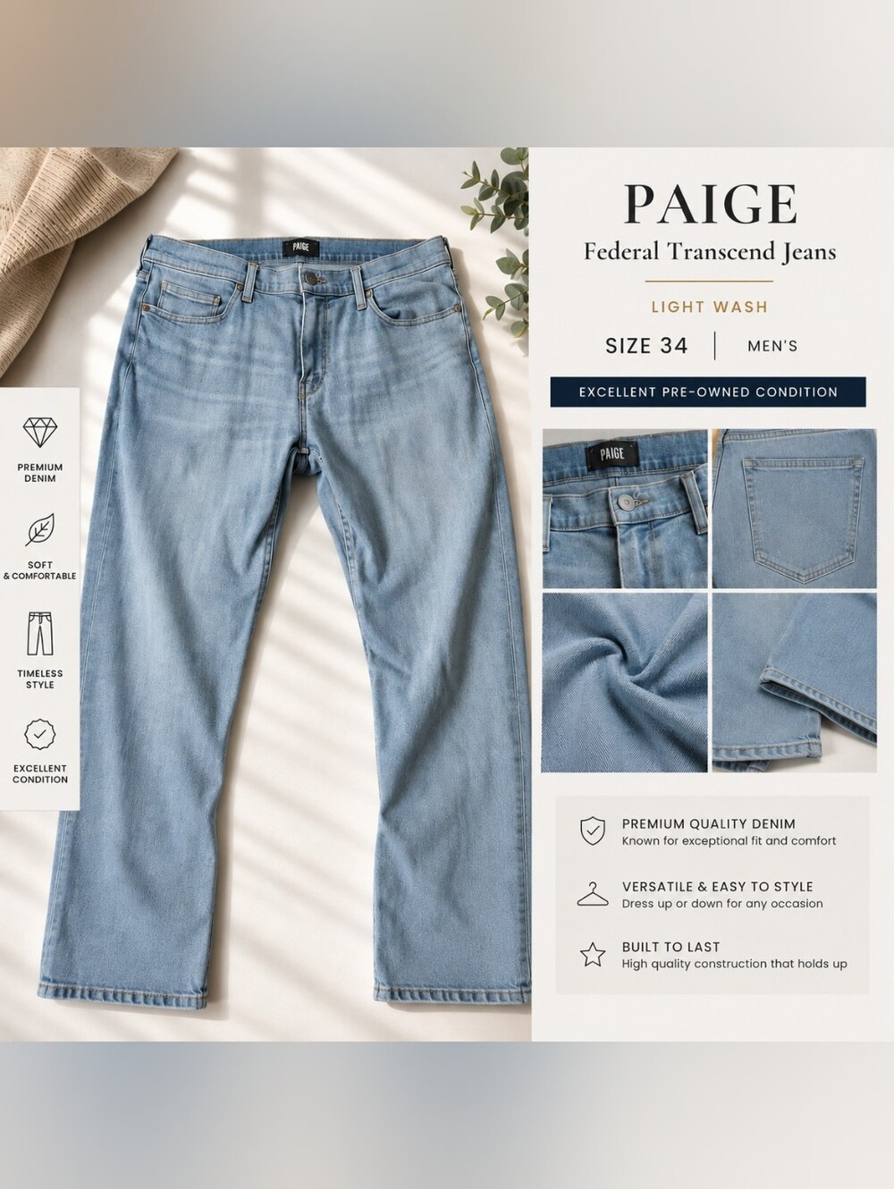 PAIGE Jeans - Men's Light Wash Jeans